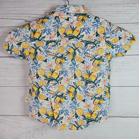 Goldie + Ace Linen Limon Floral Hawaiian Button Shirt Size 2T - Picture 4 of 8